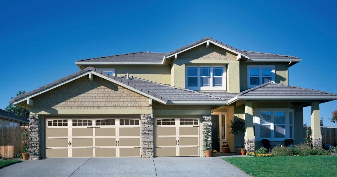 arched garage door home